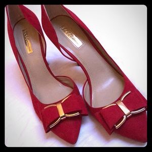 BCBGeneration Red Suede Bow Heels